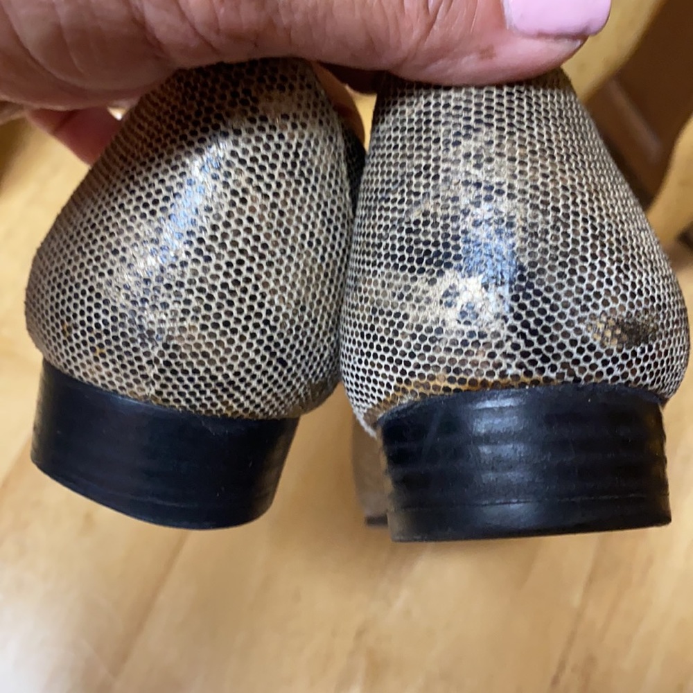 Stuart Weitzman Gold Python Print Flats Loafers S… - image 6